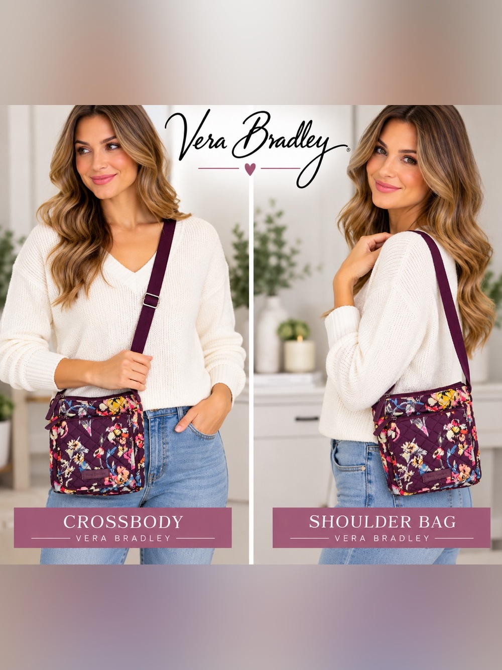 Vera Bradley Iconic RFID Mini Hipster Crossbody 22158 Purple/Plum Floral